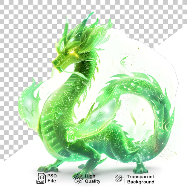 PSD a green dragon isolated on transparent background