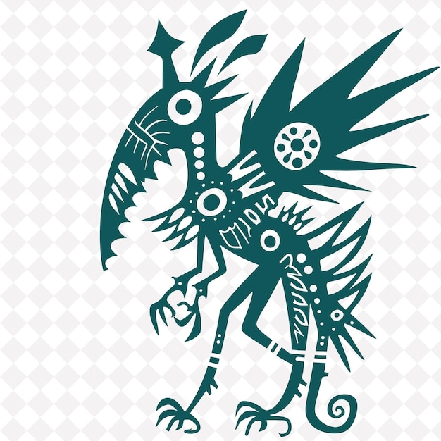 PSD a green dragon with a black outline on it