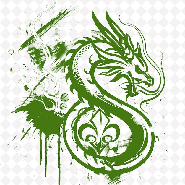 PSD a green dragon with a green background with a dragon on it