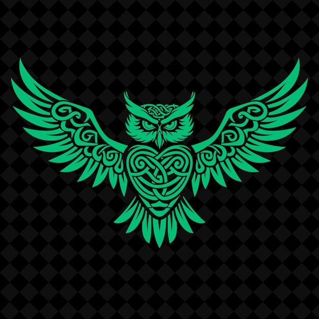 a green eagle with a green heart on its back