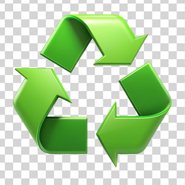 PSD green eco friendly recycling symbol isolated on transparent background