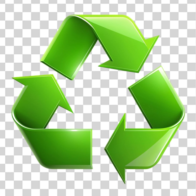 PSD green eco friendly recycling symbol isolated on transparent background