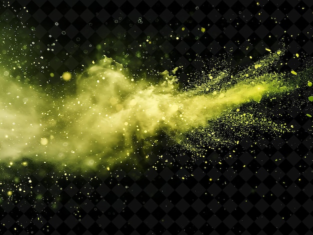 a green explosion of fire with a yellow background