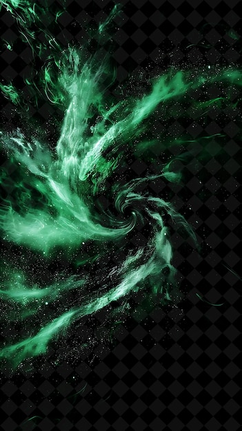 a green explosion of gas is shown on a black background