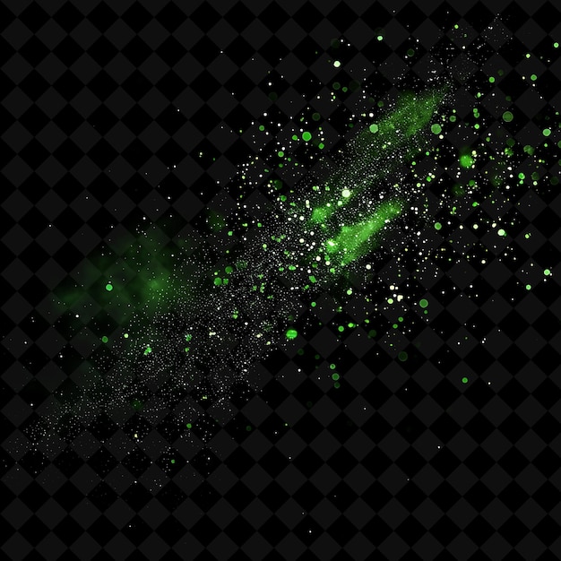 PSD a green explosion of stars and sparkles on a black background