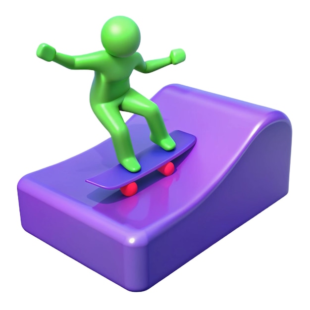 PSD a green figure on a purple board with the word quot t quot on it