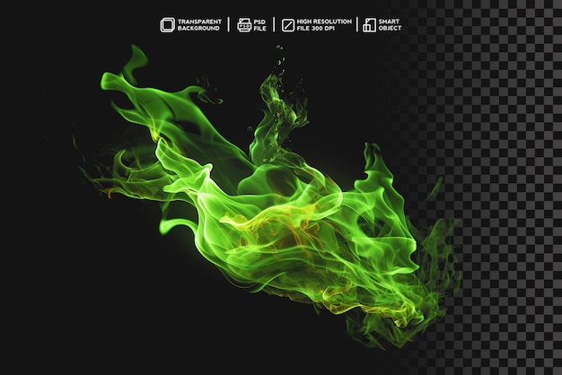 Green Fire Burning Effect PSD with Transparent Background