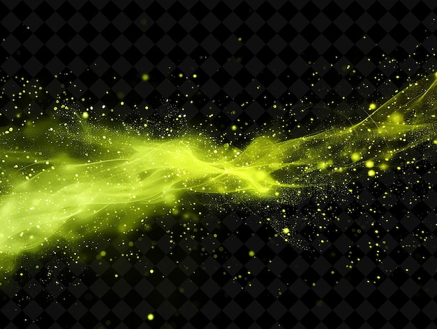 a green fire with yellow and green sparkles