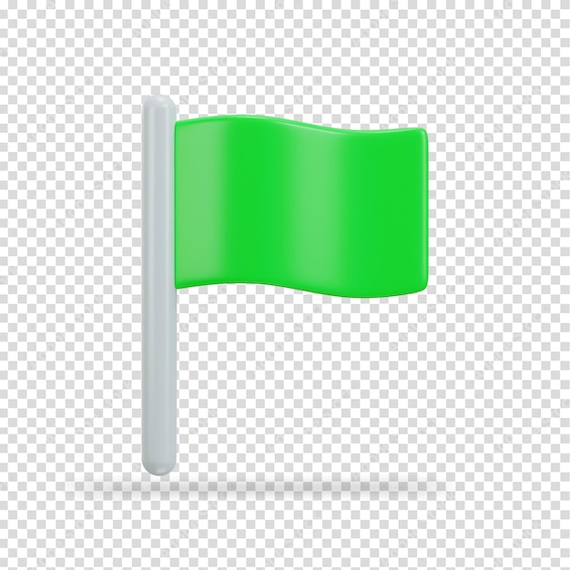 PSD green flag on stick 3d vector icon illustration