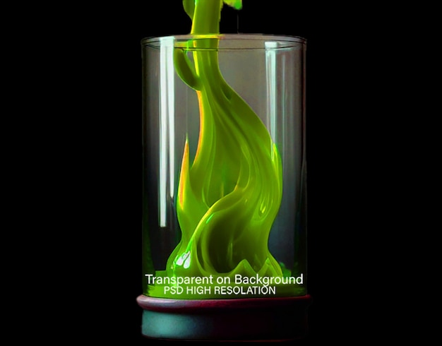 PSD green flame of blazing fire transparent background