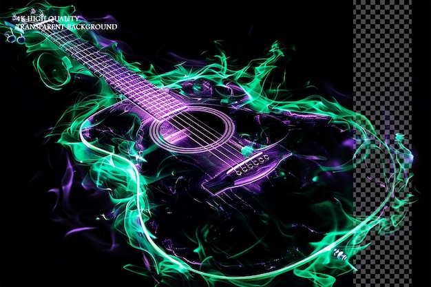 Green flame guitar shape green flames on transparent background