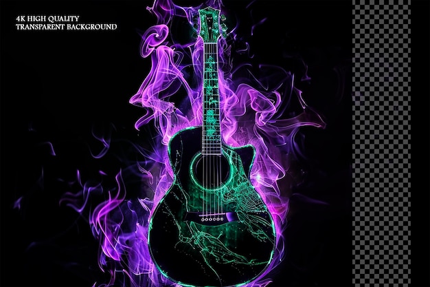 Green flame guitar shape green flames on transparent background