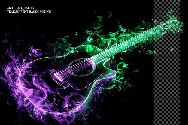 Green flame guitar shape green flames on transparent background