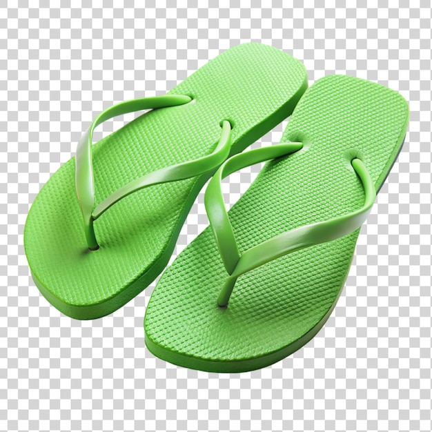 A green flip flop Isolated on transparent background