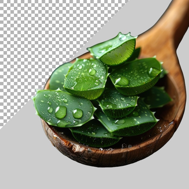 PSD green fresh slice of aloe vera leaf without background png