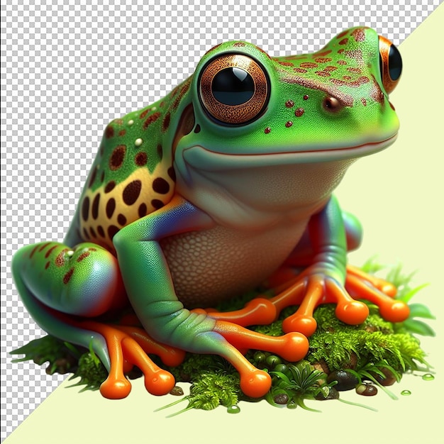 A green frog on transparent background