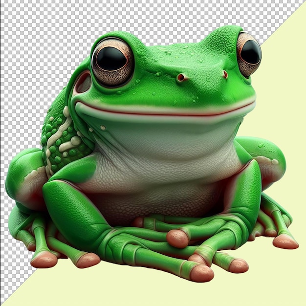 A green frog on transparent background