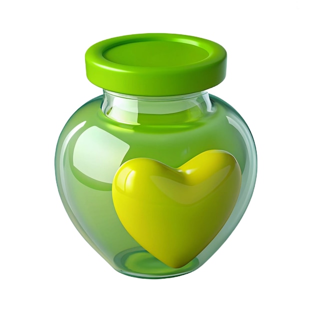 PSD a green glass jar with a heart inside of it