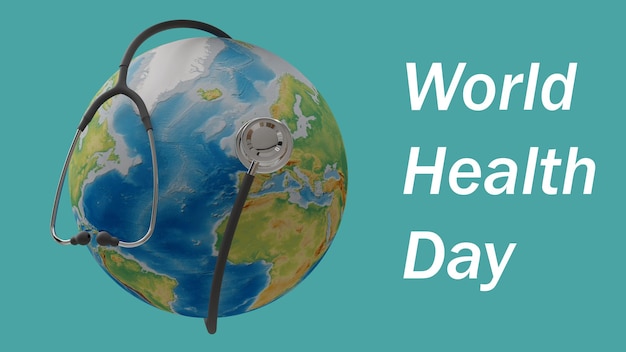 A green globe with the words world health day on it