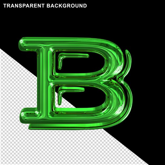 Green glossy capital letter b