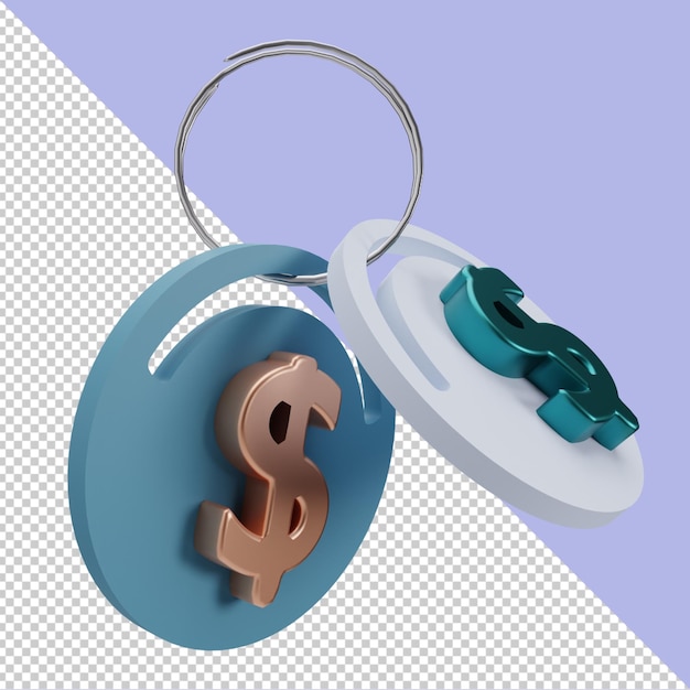 Green Gold Key Chain 3D Render