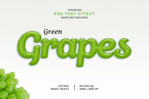 Green grapes fruit text effect