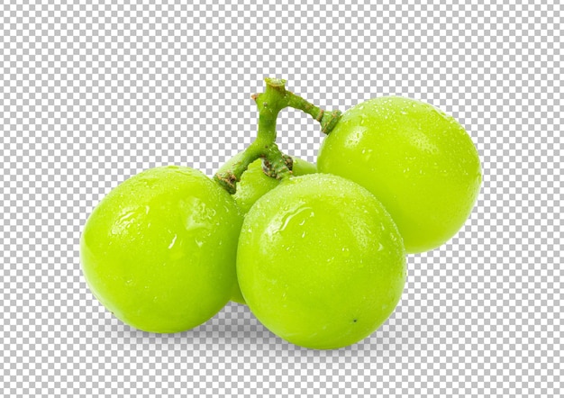 Green grapes isolated on alpha layer