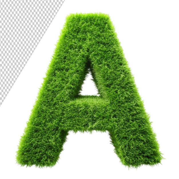 green grass alphabet isolated on transparent background