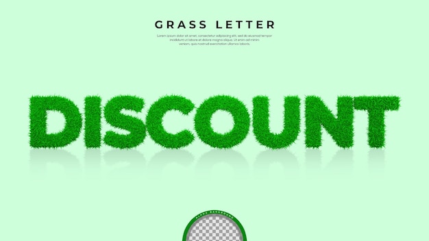 Green Grass of Discount Word in 3D rendering