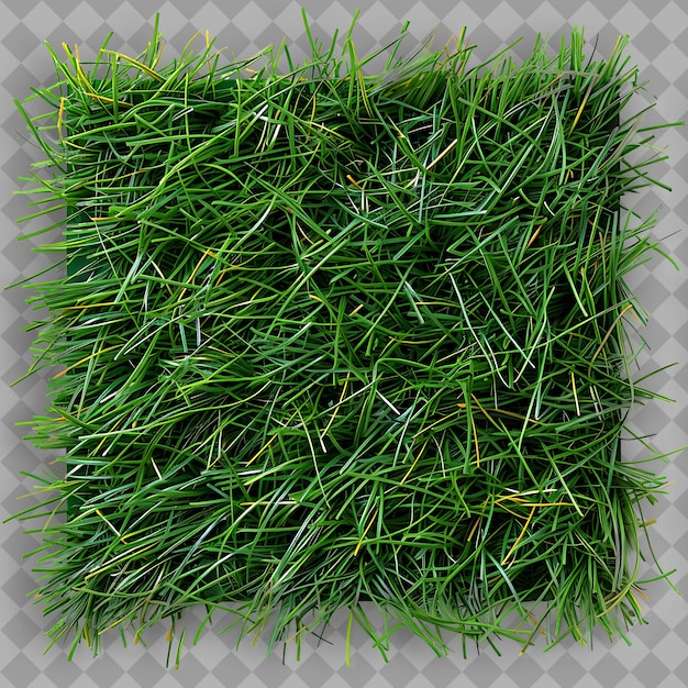 a green grass patch with a square in the middle