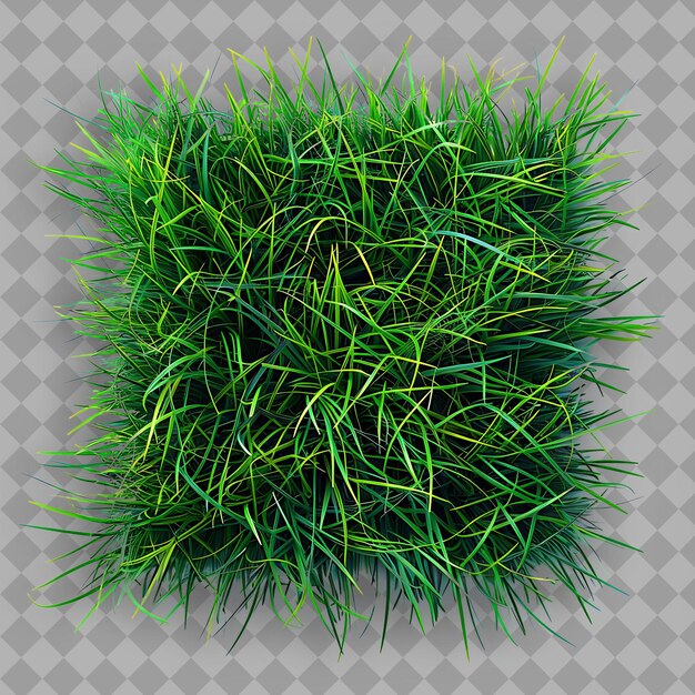 a green grass patch with a square shape of grass