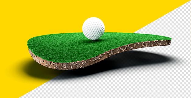 Green grass and Soil on a golf field 3d illustration