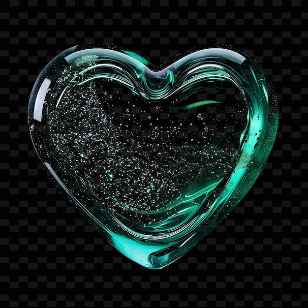 a green heart with a green and blue water splash