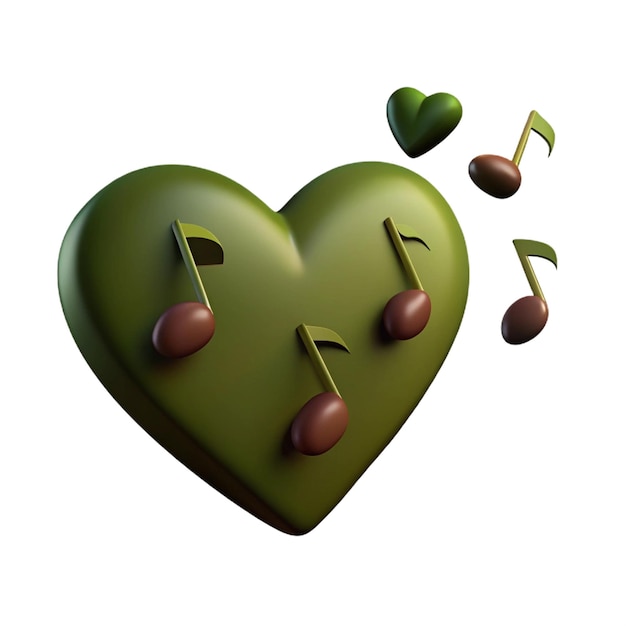 PSD a green heart with music notes on it