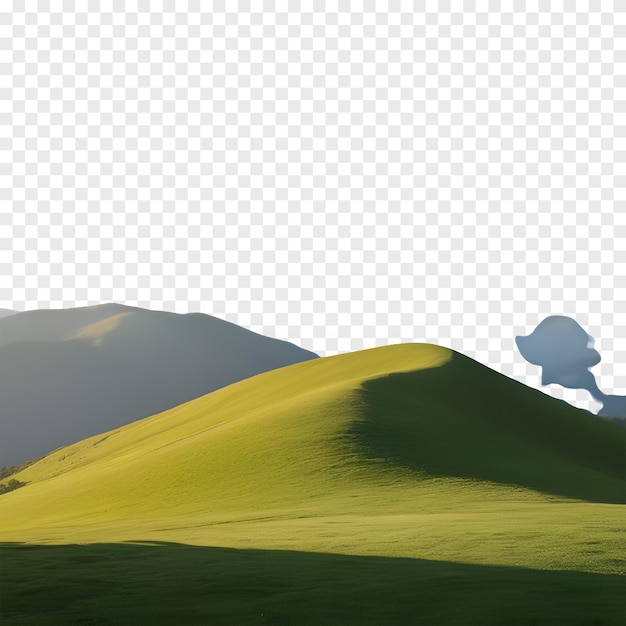 PSD a green hill with snow on top on transparent background