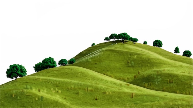 PSD green hills lanscape isolated on transparent background