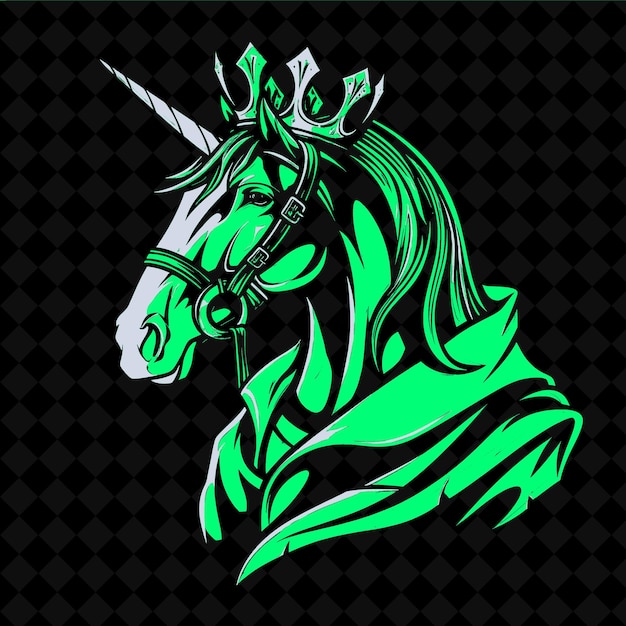 a green horse with a green mane and horns