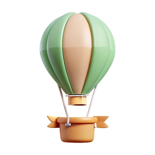 PSD a green hot air balloon with a orange stripe