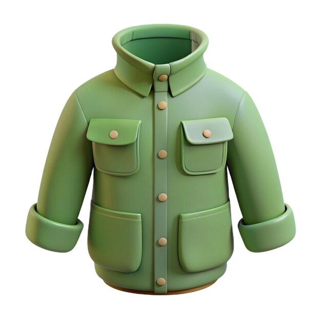 PSD a green jacket with buttons and buttons on the front and the back of the jacket has buttons on the front