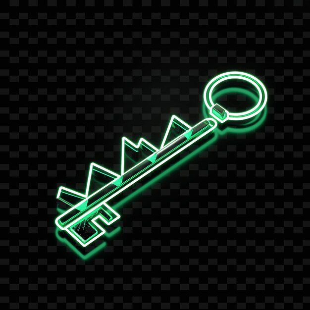 PSD a green key with a green neon sign on it