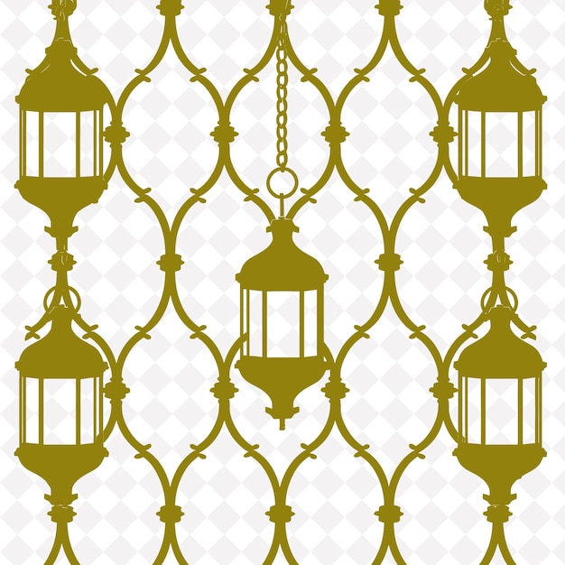 PSD a green lamp with a gold chain on a white background vector art illustration