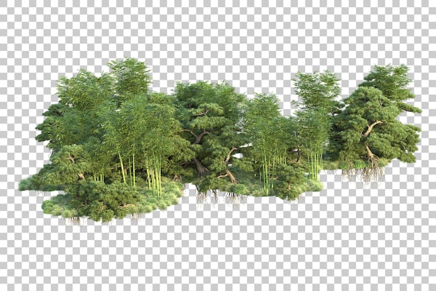 Green landscape isolated on transparent background 3d rendering illustration