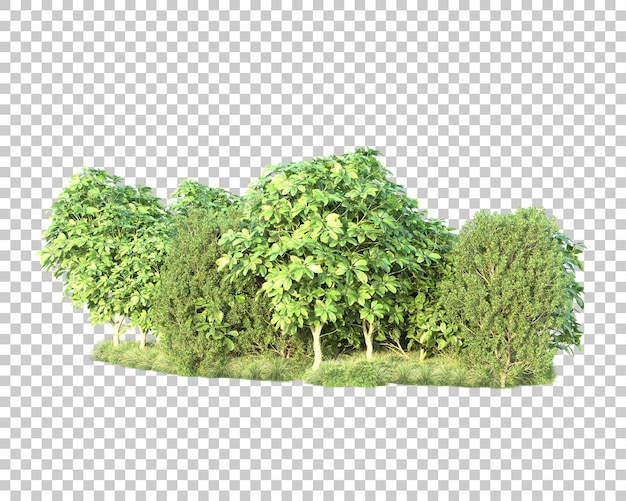 Green landscape isolated on transparent background 3d rendering illustration