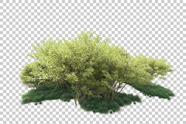 Green landscape isolated on transparent background 3d rendering illustration