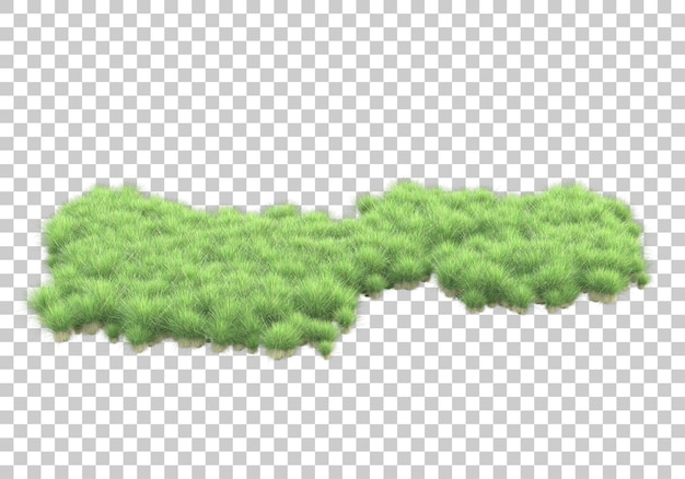 Green lawn on transparent background 3d rendering illustration