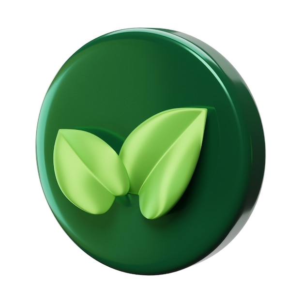 PSD green leaf 3d icon for environment ecology