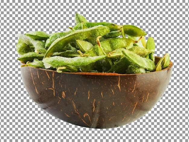 Green leafy vegetable in a bowl with transparent background