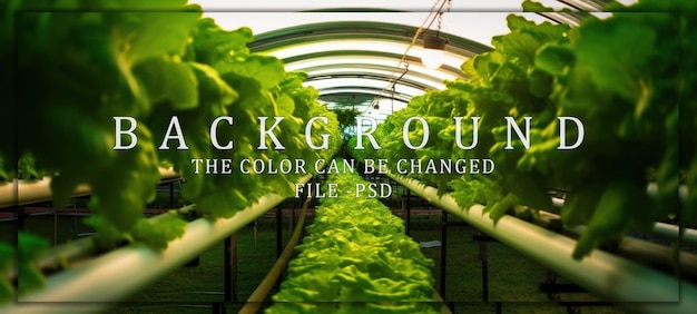 PSD green leafy vegetables growing in a greenhouse