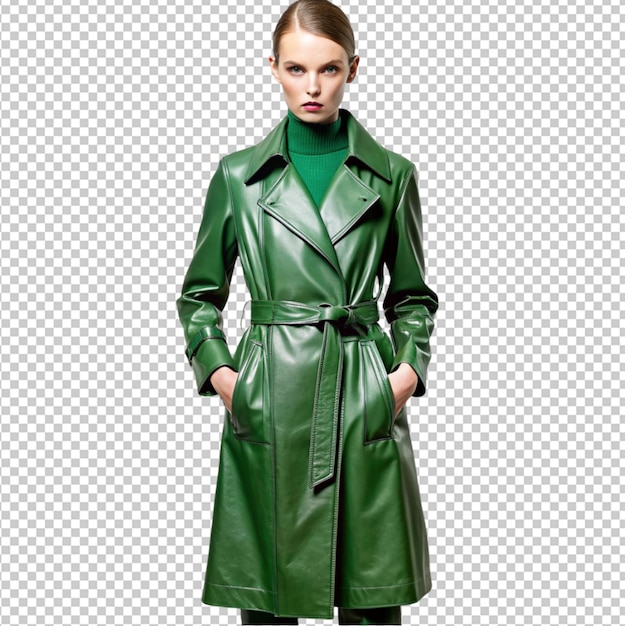 green leather trench coat for women