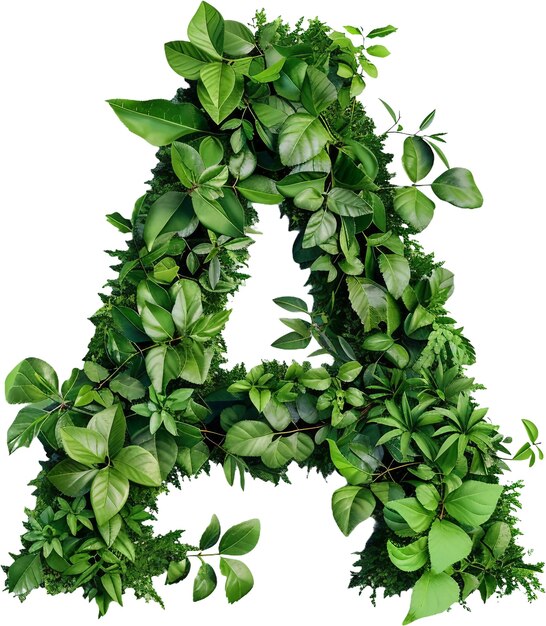 Green leaves alphabet A